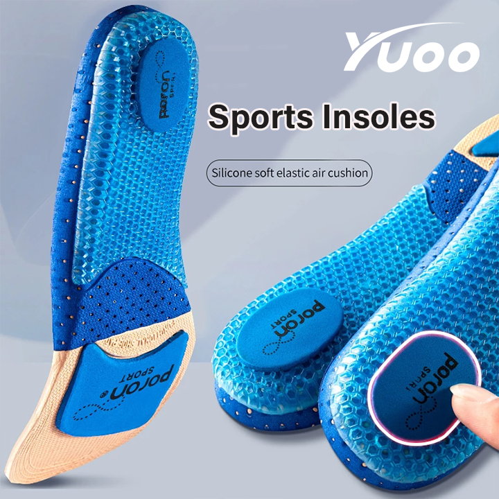 Yuoo 1 đôi đế lót giày thể thao bằng silicon cho nam nữ đế giày chống sốc thoáng khí hỗ trợ vòm chân đế giày thể thao chăm sóc chân chạy bộ ngoài trời