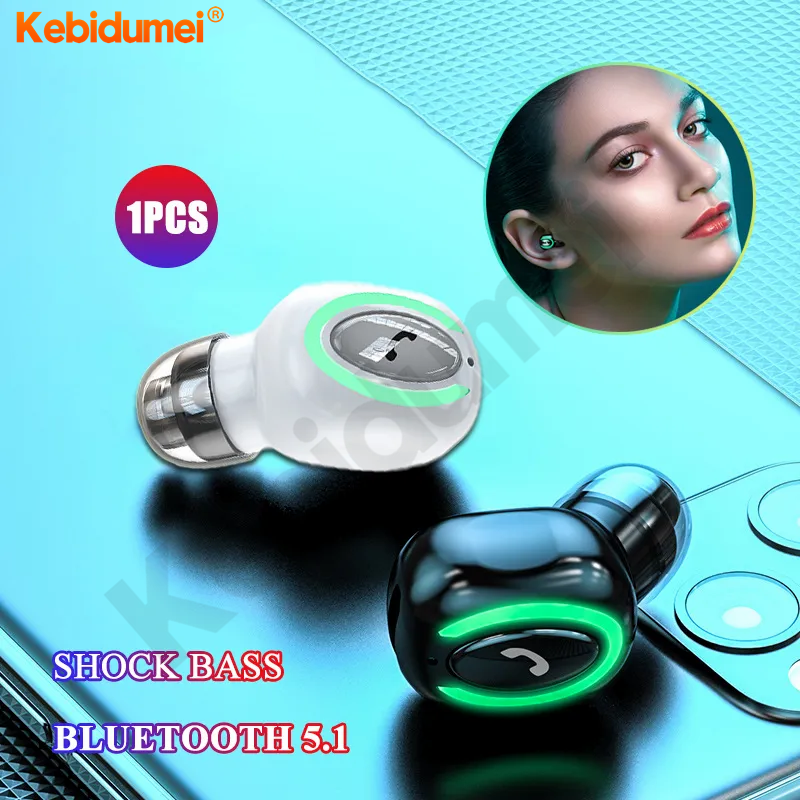 Kebidumei Single Ear Wireless Headphone Bluetooth 5.1 Mini Earbuds Stereo