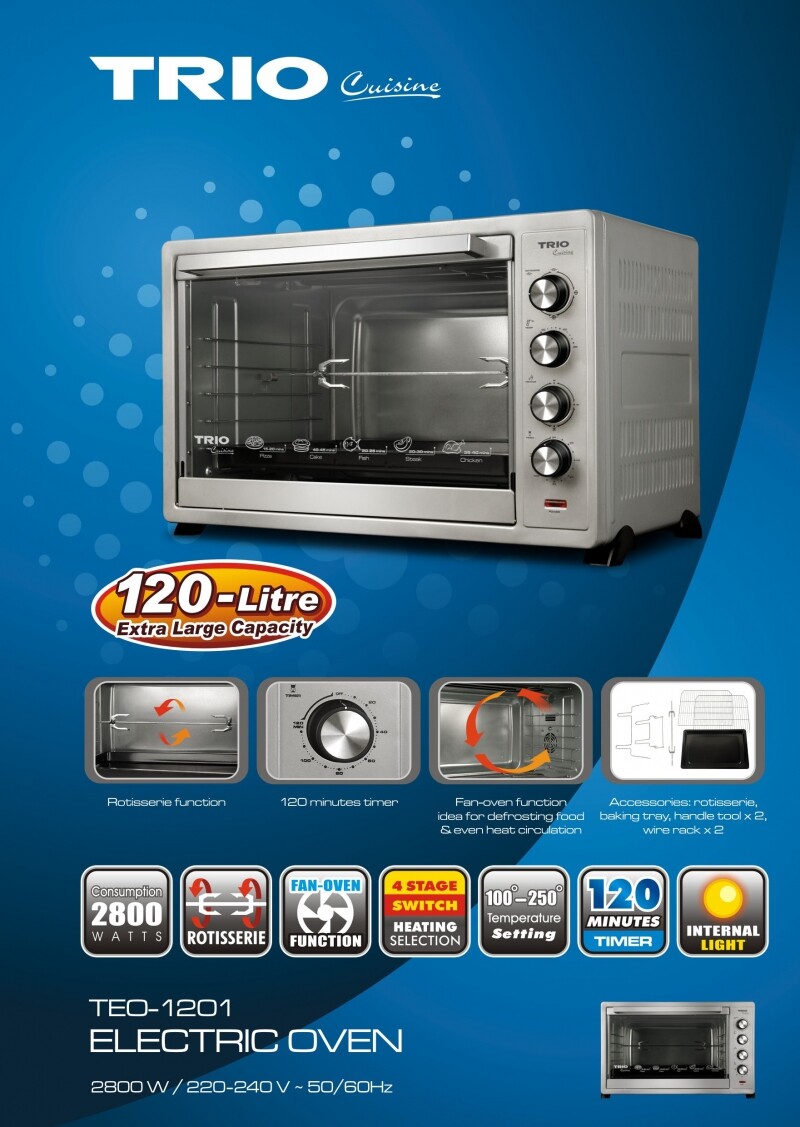 Trio Teo 1202 Extra Large Electric Oven Trio 120l Lazada