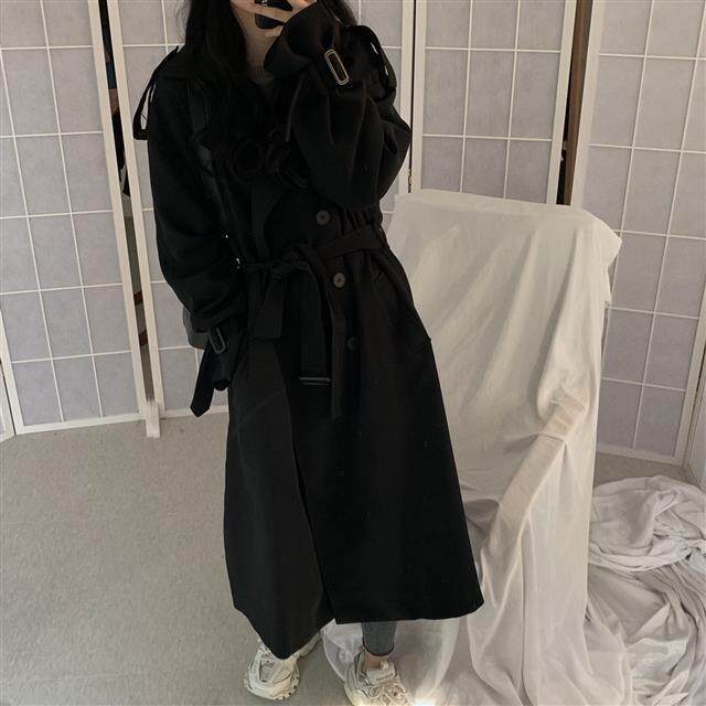 Windbreaker women's spring and autumn new 2021 Korean version mid-length small British style autumn and winter Hong Kong style over-the-knee coat