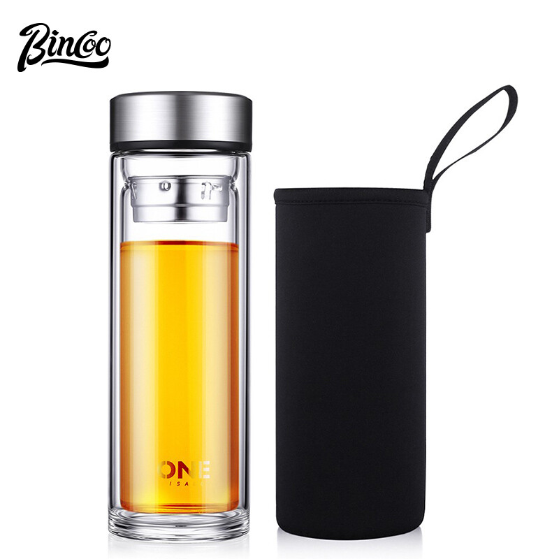 600 ml Treo Tường Đôi Kính Nước Trà Gỉ Màng Kính Tumbler Lọc Văn Phòng Nước Uống cho Chai Có Nắp Túi ấm trà