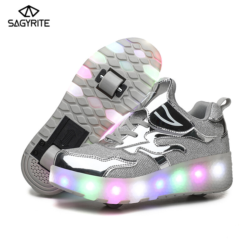 SAGYRITE Roller Shoes for Boys Girls LED Light Up Glowing Sports Shoes