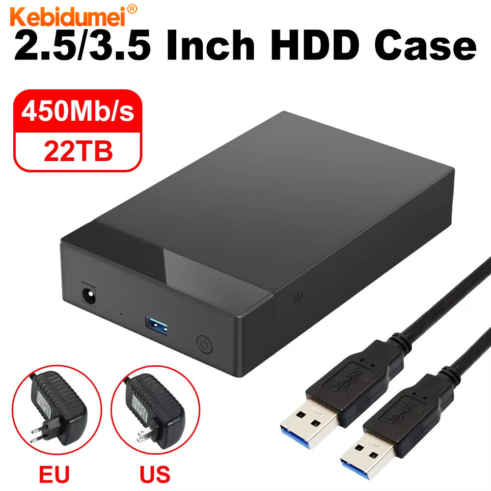Kebidumei HDD Case 3.5 2.5 SATA to USB 3.0 US Adapter External SATA SSD Hard Drive Case 5Gbps HDD Disk Case Box for PC Laptop ราคา 123 บาท*ส่งฟรี
