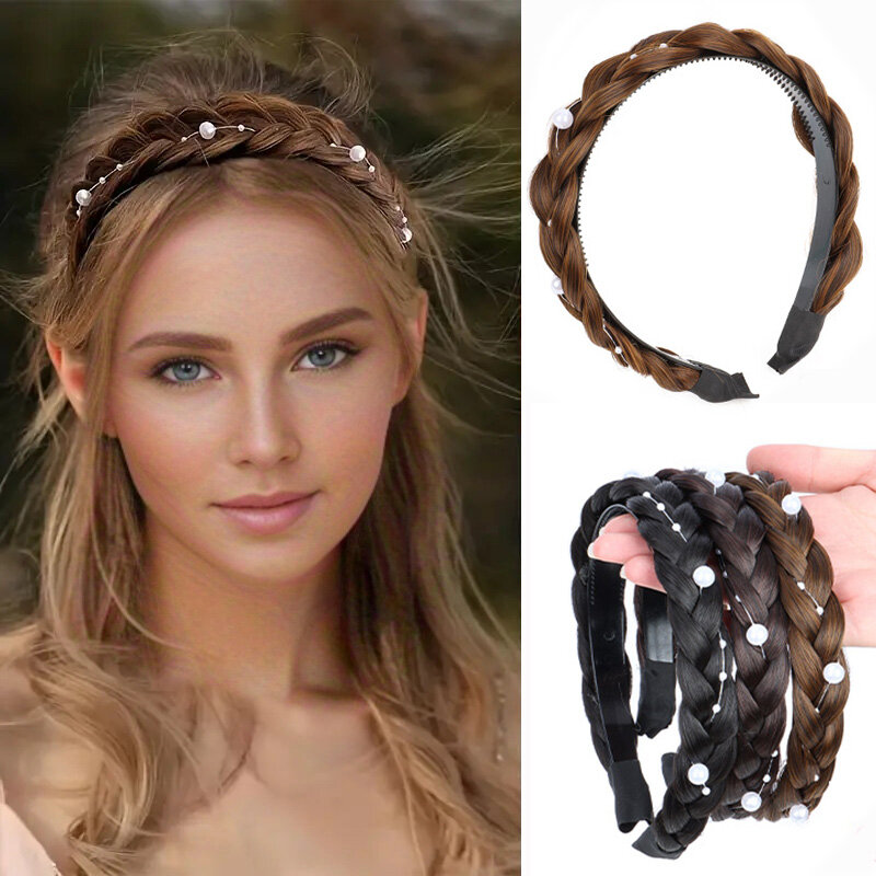 Phụ Nữ Của ngọc trai nhân tạo Trang Trí tóc giả thời trang Headband Tổng Hợp Headband Dệt Răng Headband Phụ kiện làm đẹp Đàn Hồi Dệt Headband Phụ Nữ Của Phụ kiện tóc