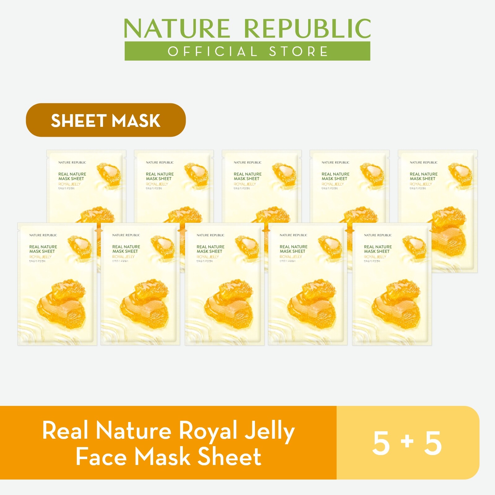 Gambar Nature Republic Real Nature Royal Jelly Face Mask Sheet   for Normal Skin (5+5)
