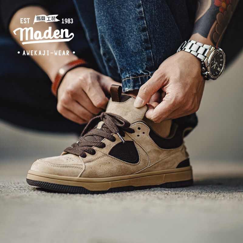 MADEN brand work style men youth 2025 summer new Mars travel skateboard shoes breathable sports casual shoes thick soled retro niche trendy bread shoes