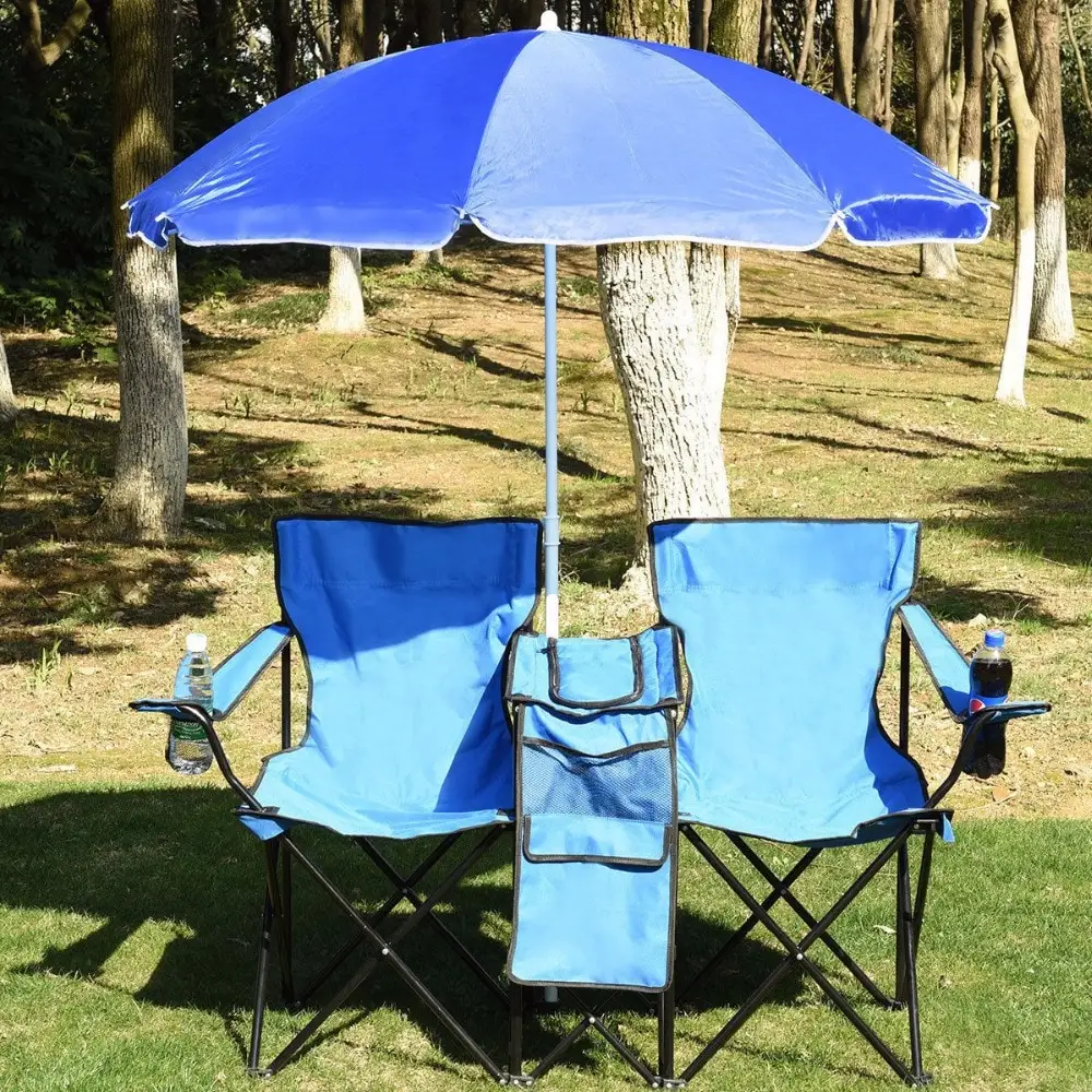 double camping chair with table