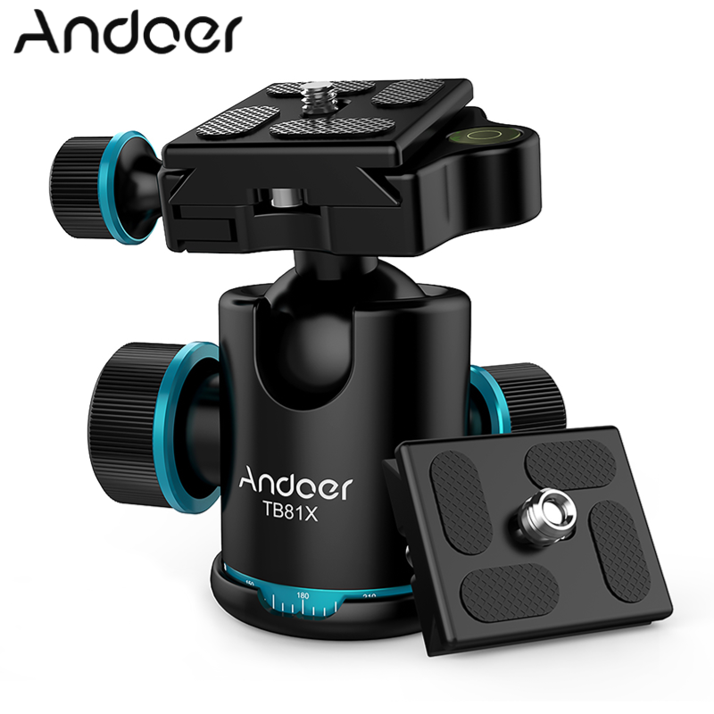 Andoer đầu bi ba chân tb81x, đầu bi toàn cảnh xoay 360 độ dành cho máy ảnh dslr có chân trượt ba chân, với 3 cái 1/4