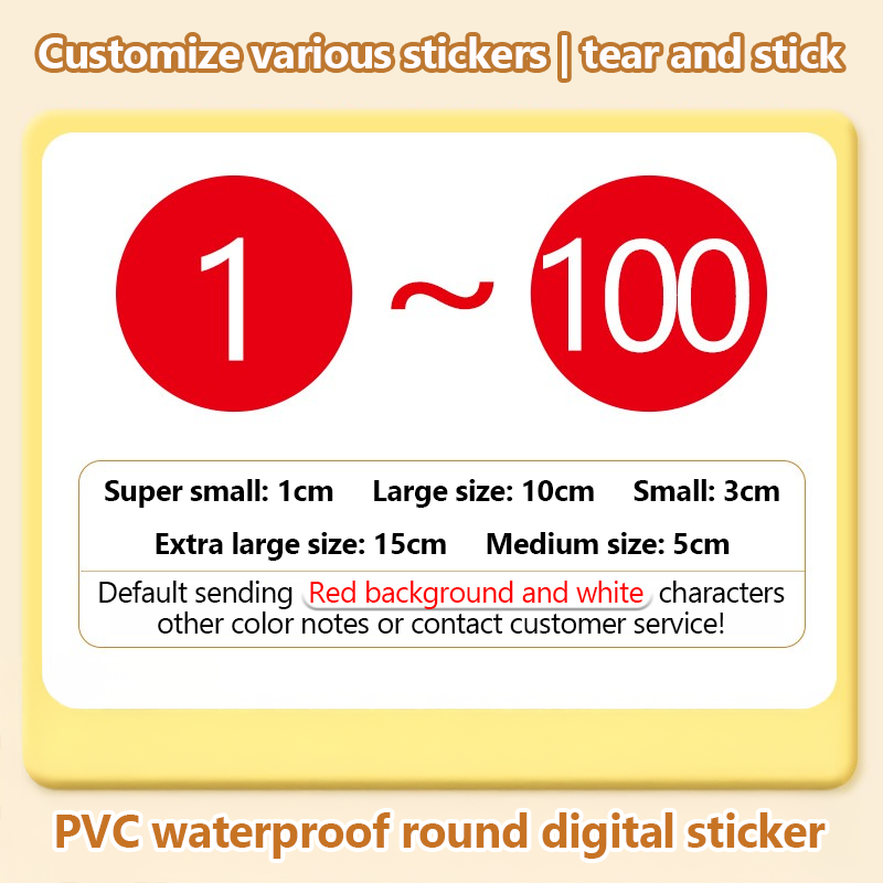 Số Nhãn dán nhãn PVC Không Thấm Nước số kỹ thuật số Sticker Tự Dính Số Nối Tiếp Sticker bàn nhà hàng Cạnh Tranh Số Nhãn