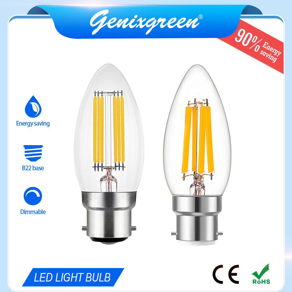 Bóng đèn led dây tóc 220v bóng đèn led b22 bóng đèn led cổ điển edison 6w màu trắng ấm 2700k bóng đèn chùm nến c35 ánh sáng ban ngày 6000k, trong nhà phòng khách phòng ngủ