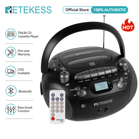 Retekess TR630 Portable CD Player and Cassette Recorder