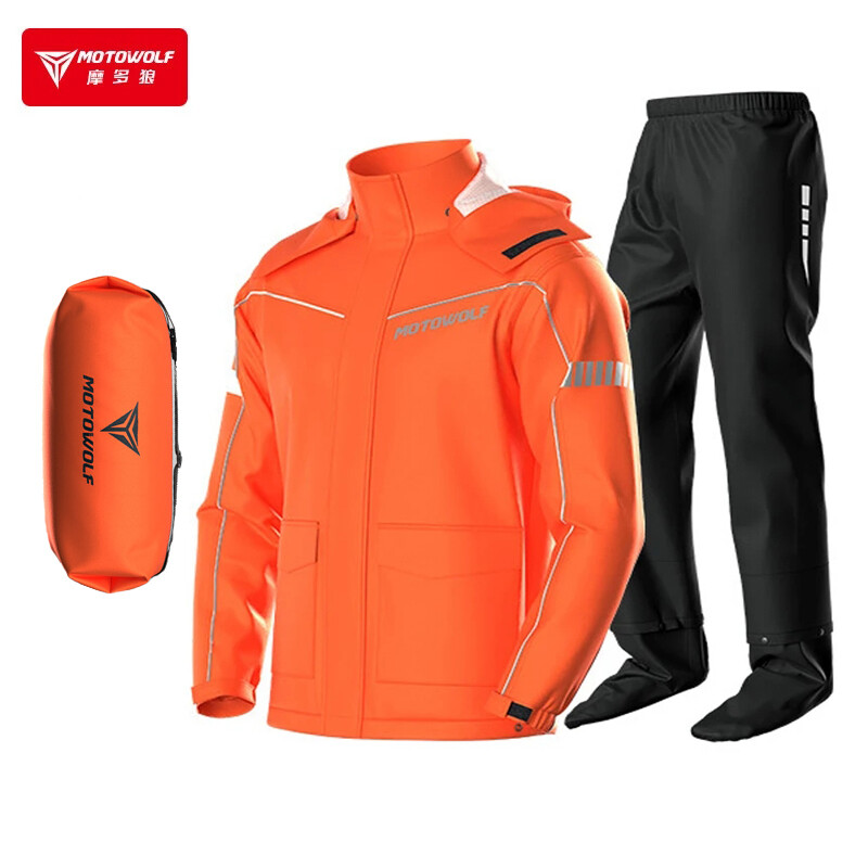 Sltcrpasion xe máy rainsuit không thấm nước chia áo mưa phù hợp với đi xe đạp xe máy áo khoác jacket và quần trọng lượng nhẹ có thể gập lại windproof phản quang motowolf