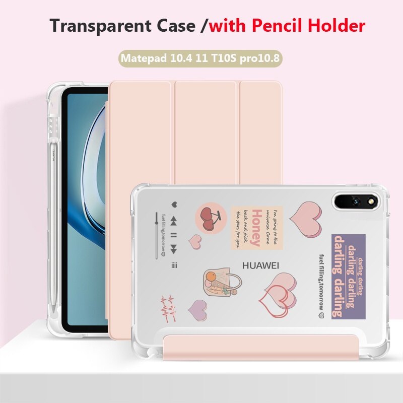 Pink Cat Smiling Face IPad Case With Apple Pencil Holder, For IPad - View #6