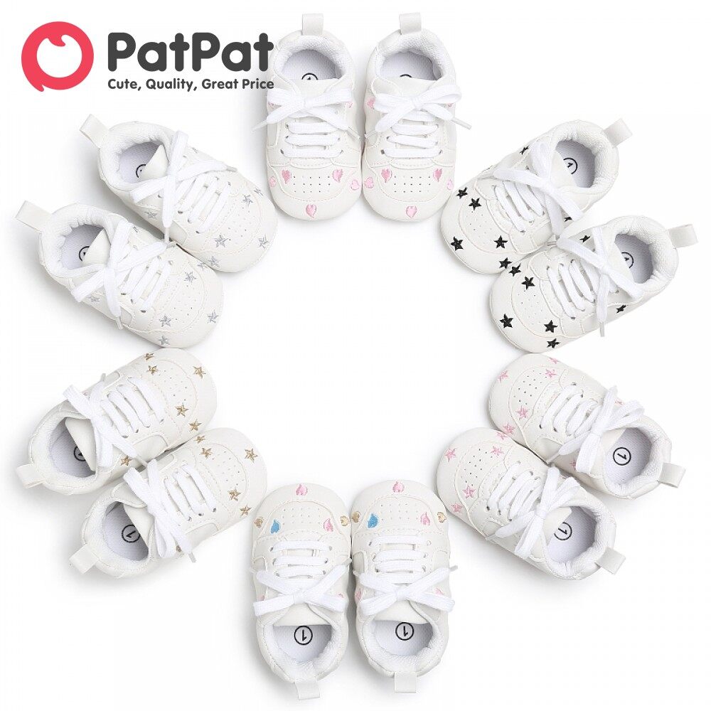 PatPat Baby Toddler Valentine Pretty Stars Embroidery Solid Prewalker Shoes (Various colors) for Girl Boy ราคา 185 บาท*ส่งฟรี