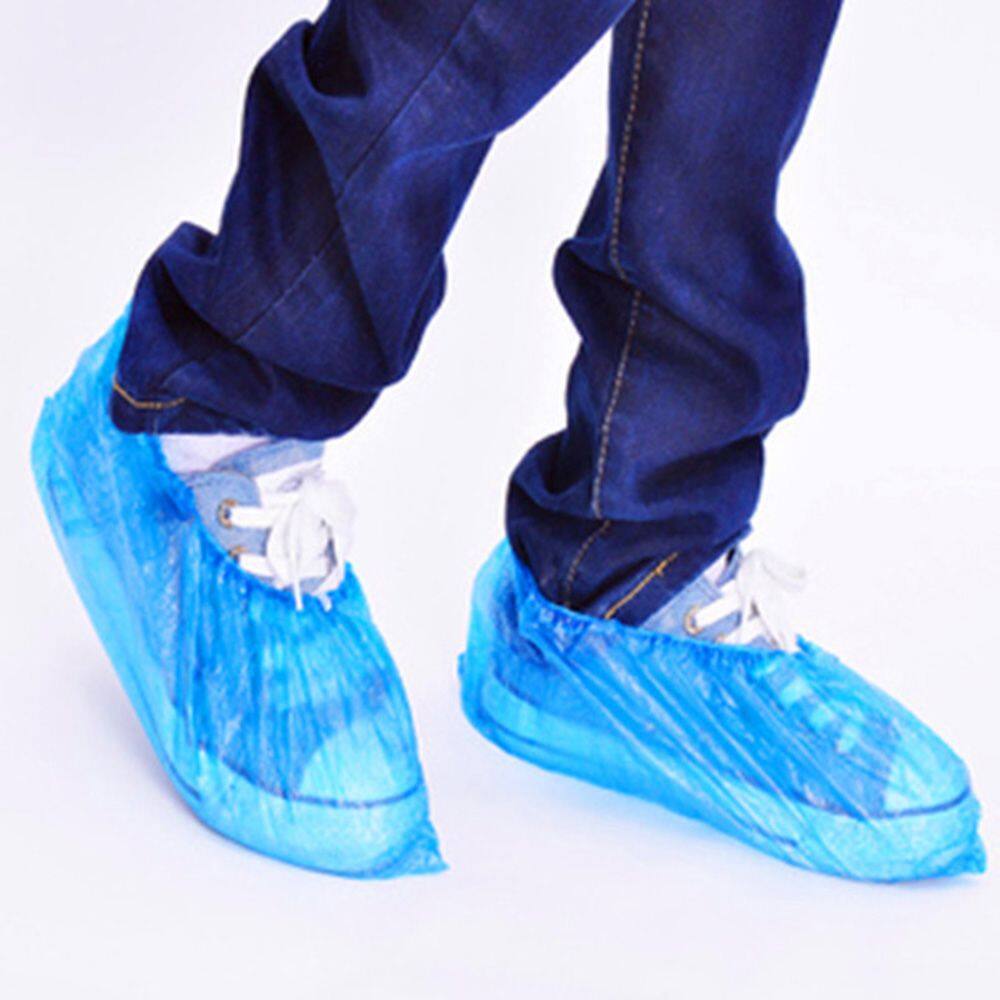 100 Disposable Plastic Blue Anti Slip 