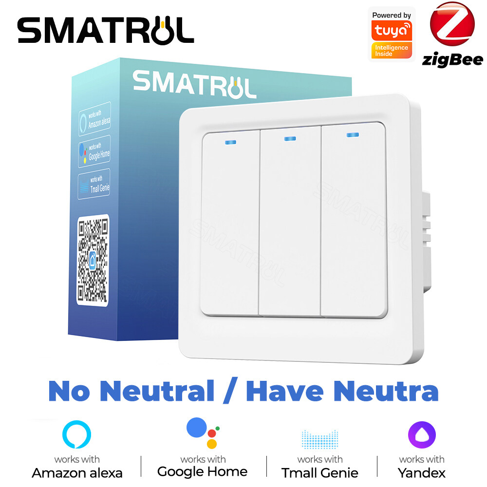 SMATRUL Tuya Zigbee Smart Push Switch Light, No Neutral Wire, No ...