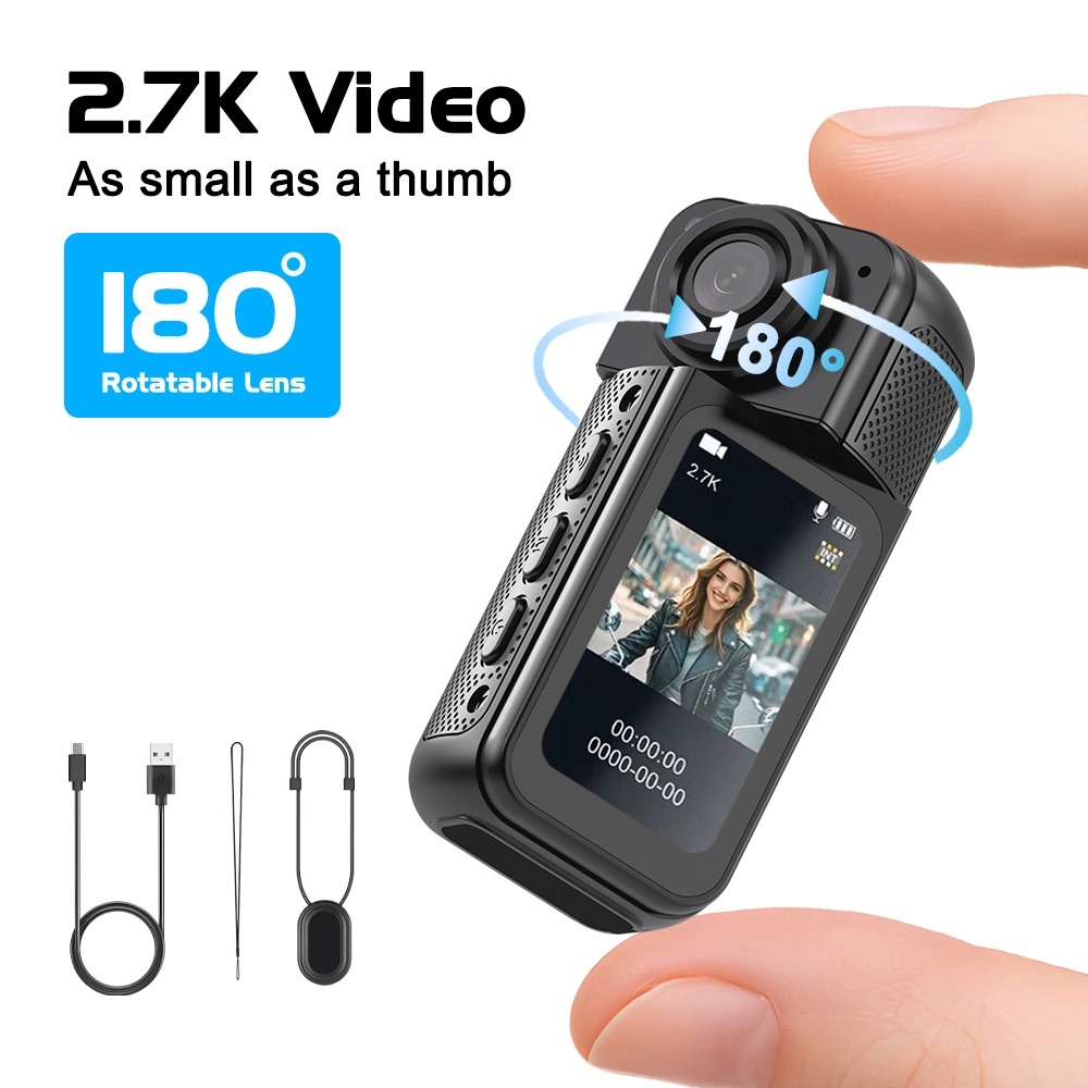 S70 Mini ngón tay cái Camera hành động 180 ° xoay siêu mỏng thiết kế từ tính Túi Camera hành động 2.7K video độ nét cao