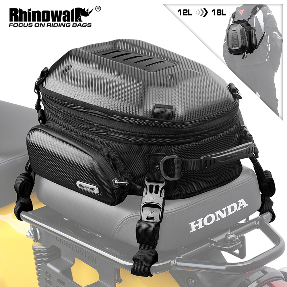 Rhinowalk Motorcycle Tail Bag 12L-18L Hard-shell Expandable Motorcycle Rear Seat Waterproof Bag Outdoor Travel Luggage Storage Everyday Fashion Backpack Rider Bag Motorcycle Accessories ราคา 2,798 บาท*ส่งฟรี