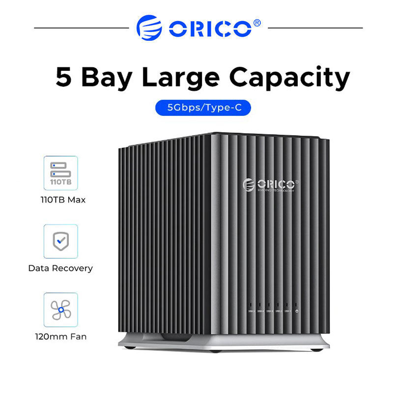 ORICO 2Bay/5bay Loại-C cá nhân lưu trữ Trạm Sạc HDD 12V4A cung cấp điện thiết kế không gây ồn tản nhiệt mạnh mẽ cho 3.5 "(9758c3)