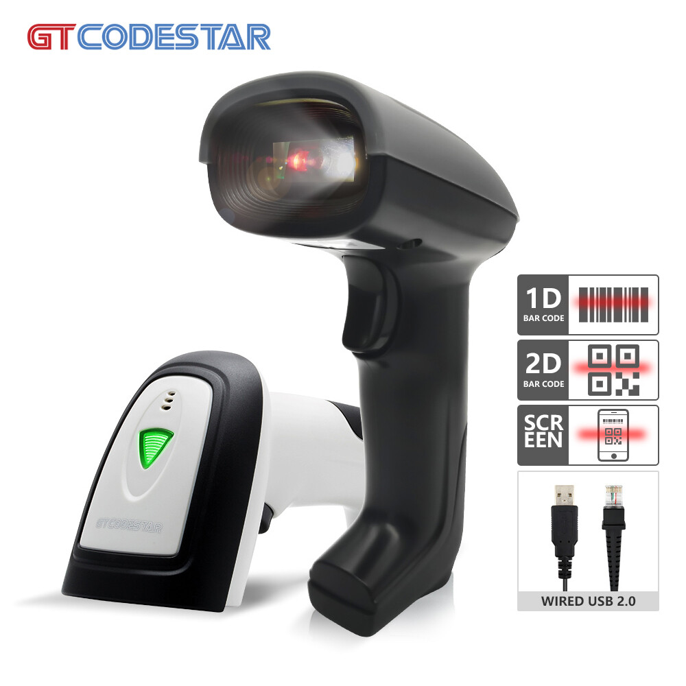 Gtcodestar siêu thị USB có dây QR thanh máy đọc mã 1D 2D Máy quét mã vạch cầm tay