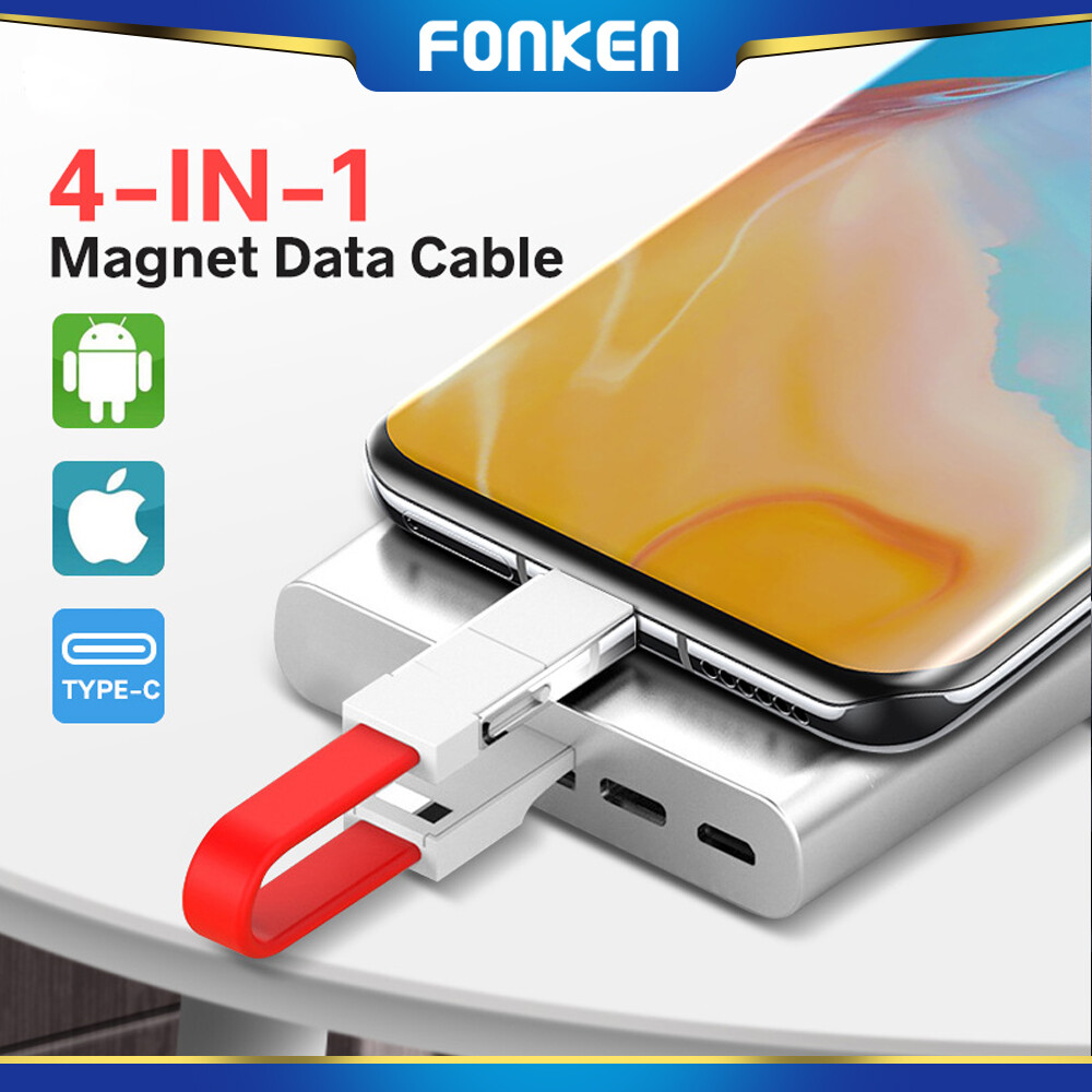 FONKEN Cáp Micro USB 4in1 Cáp Sạc Từ Tính Cáp Điện Thoại Ngắn Cáp Sạc Dữ Liệu Loại C Dây Sạc Iphone Cáp Di Động