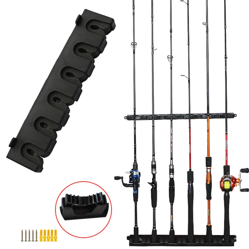 Fishing Rod Holder Wall Mount EVA Foam Vertical Fishing Pole Rack Spinning Casting Fishing Rod Storage Bracket Up to 6/8 Rods ราคา 136 บาท*ส่งฟรี