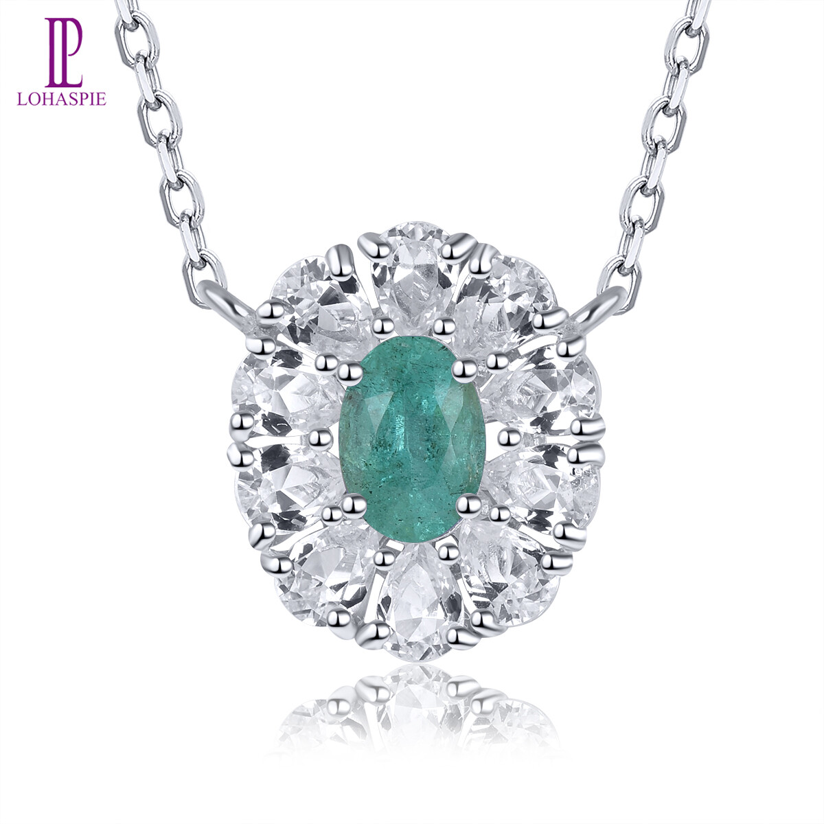 Lohaspie Jewelry Real 2.2 Carats Sterling Silver 925 Pendant Original Natural Emerald Blue Sapphire Pendant 925 Silver Pendant With Real Stone Emerald Pendant For Women Jewelry Harga 368 Ringgit*Penghantaran Percuma