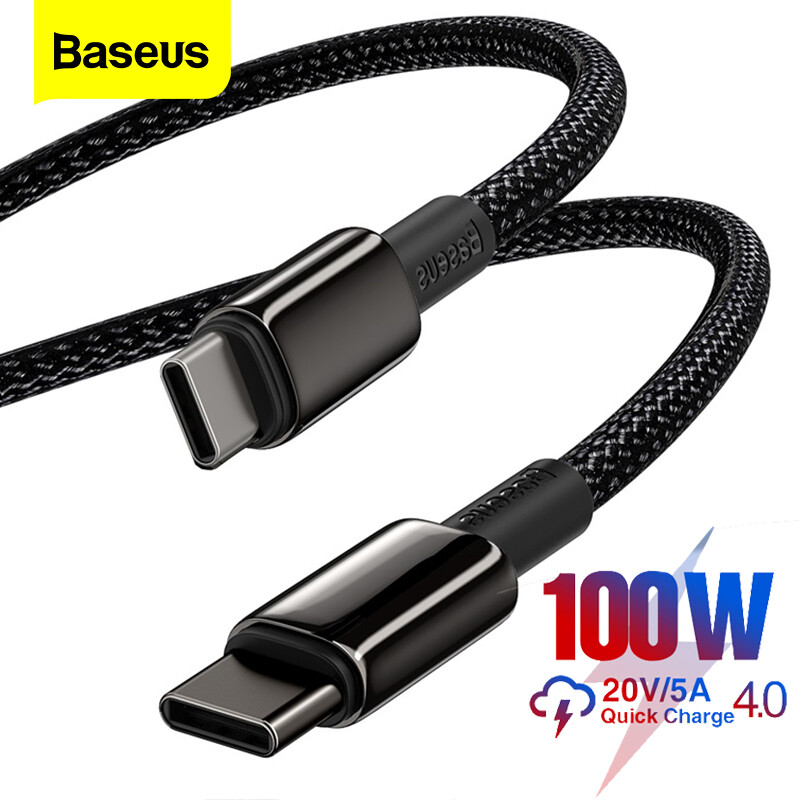 Baseus cáp usb c sang usb type c 100w dây dữ liệu sạc nhanh usb-c cáp usb type-c pd cho macbook ipad xiaomi mi 10 pro samsung