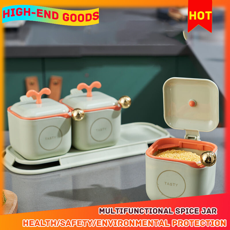 Gambar ?100% Quality Assurance? Seasoning Box Set Multi functional Kitchen Bottle Sugar Salt Seasoning Set Seasoning Jar Household Combination Storage Box