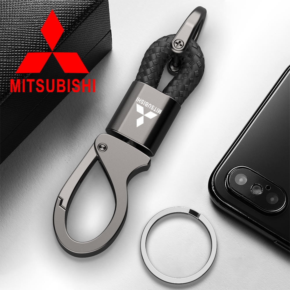 Móc chìa khóa xe ô tô cho Mitsubishi kim loại chìa khóa da chains Móc chìa khóa