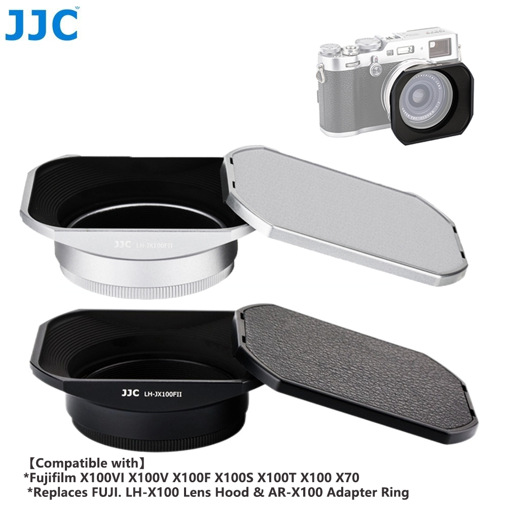 JJC LH-X100 Ống Kính Kim Loại Vuông + Vòng Chuyển Đổi Bộ Lọc 49Mm AR-X100 Cho Máy Ảnh Fuji Fujifilm X100V X100F X100S X100T X100 X70