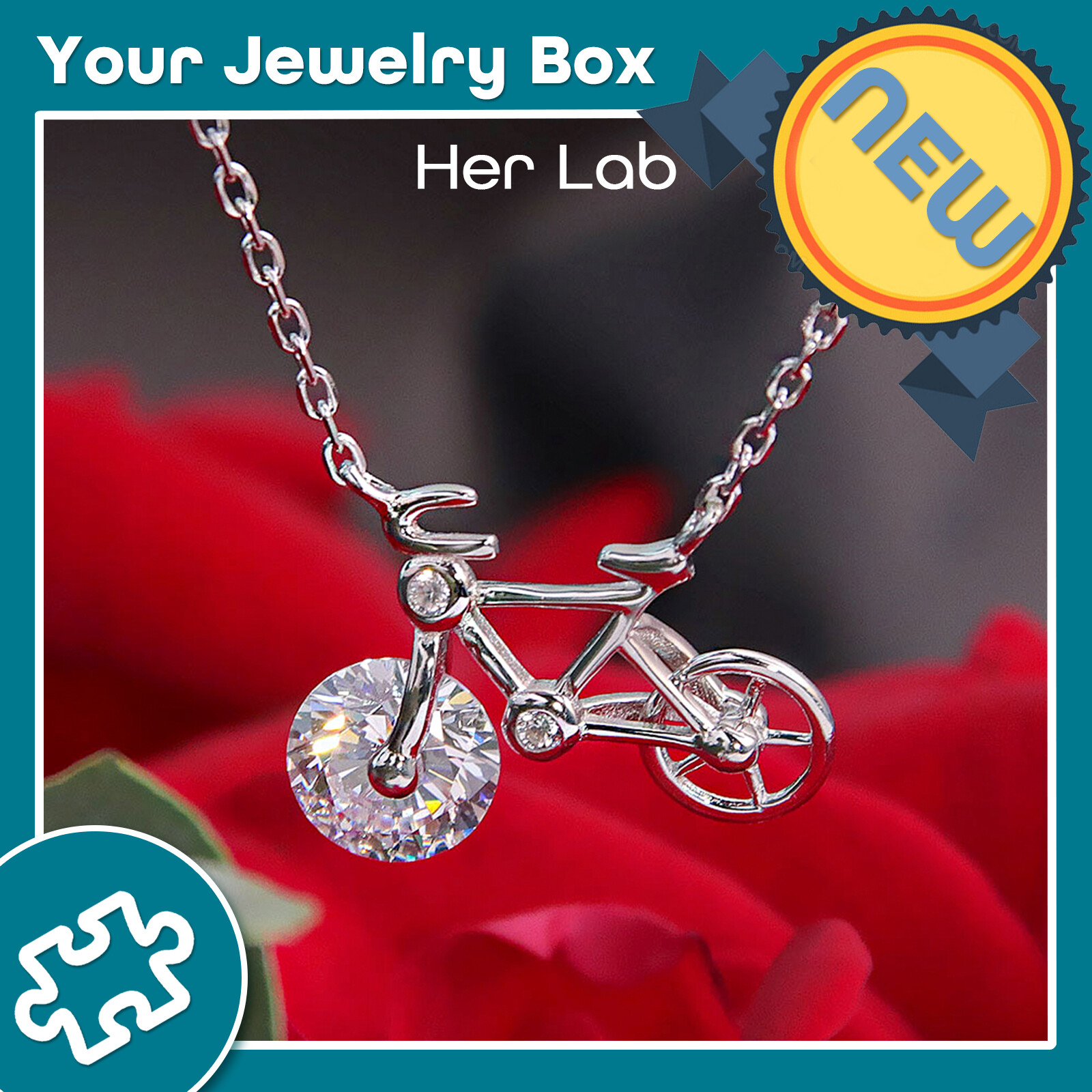 Her Lab Jewelry | Sterling Silver Moissanite Women's Necklace Personalized Creative Bicycle Diamond Pendant S925 Silver Simple Elephant Smart Necklace Fashion Birthday Gift with GRA Certificate ราคา 695 บาท*ส่งฟรี