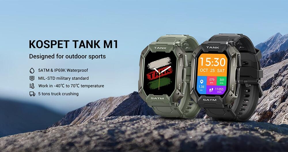 kospet tank m1 2022 đồng hồ thông minh, máy theo dõi hoạt động theo dõi nồng độ oxy trong máu huyết áp 5atm ip69k chống nước, đồng hồ thể dục 1.72 inch với máy theo dõi giấc ngủ nhịp tim cho iphone android 3