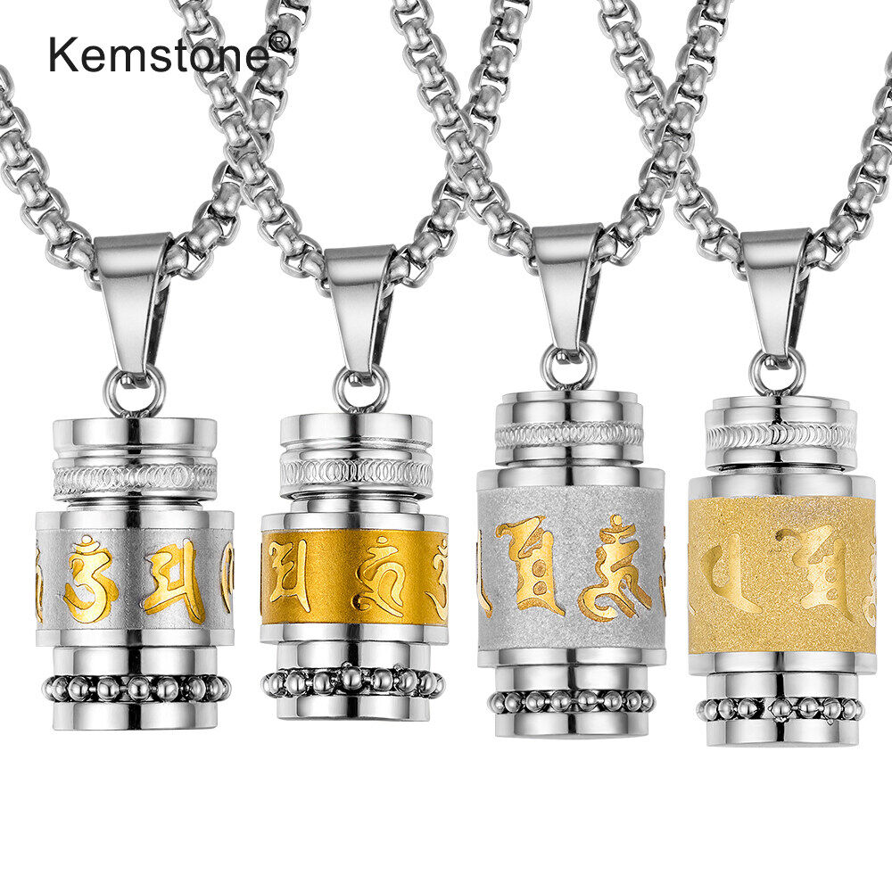 Kemstone Fashion Stainless Steel Retro Buddhism Bottle Six Word Pendant