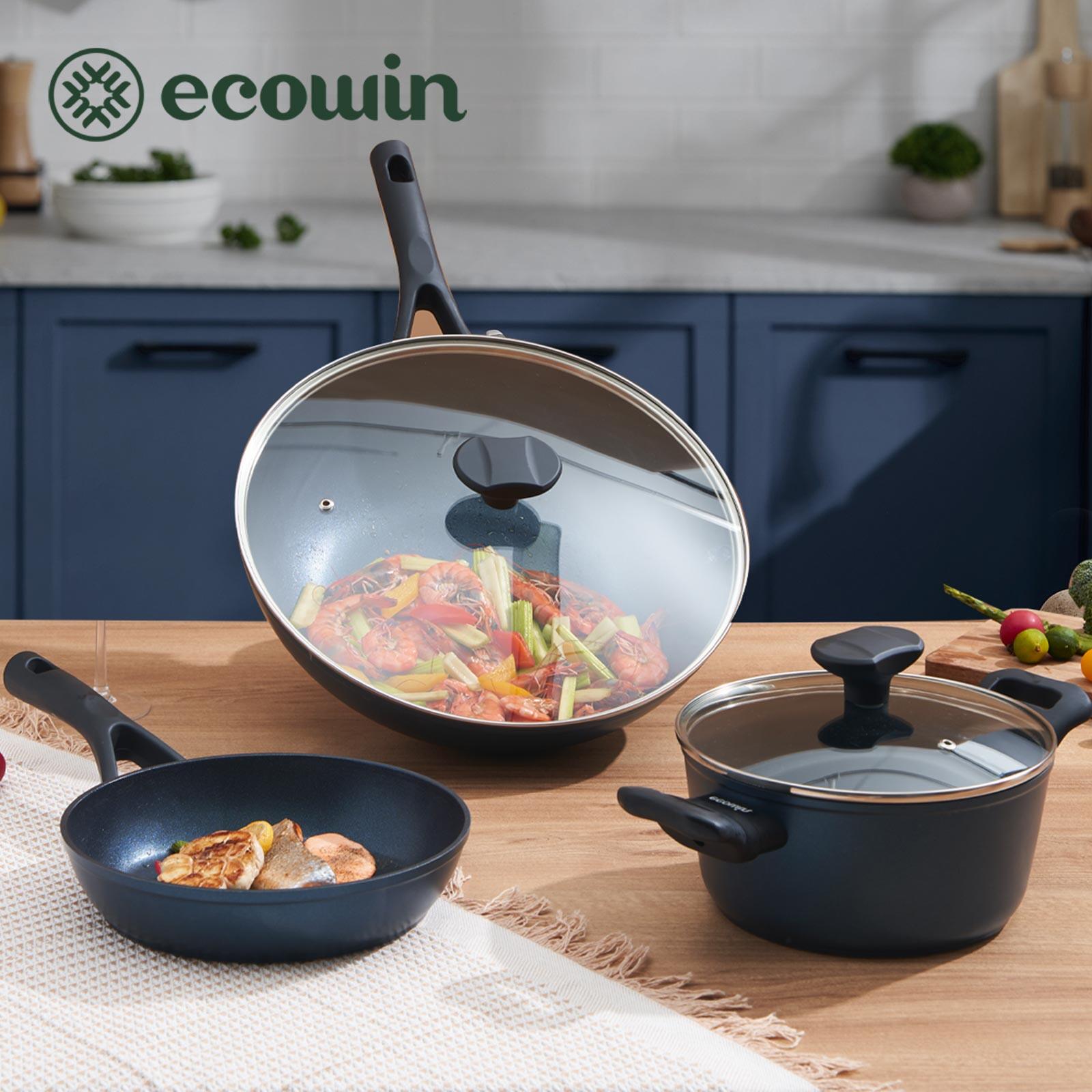 Gambar Ecowin Non Stick Wok Frying Pan Soup Pot Deep Frying Pan Blue Diamond Wok Pan Scratch Resistant And Non Stick Pan Suitable for All Stoves