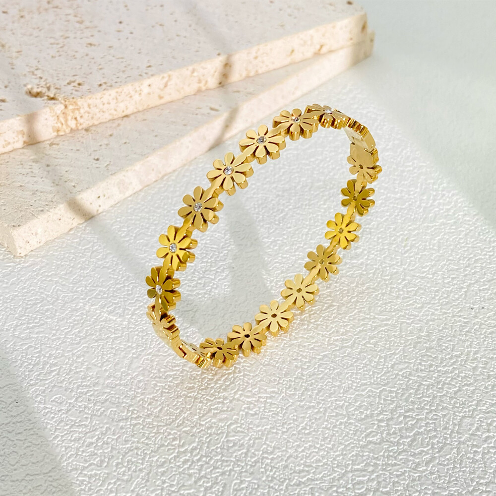  Yuki Của 316L Thép Không Gỉ phụ kiện thời trang Hoa Vòng Vòng tay Cho Phụ Nữ màu vàng Kim Loại 18 K Mạ Phụ Nữ Của Phụ Nữ Đồ Trang Sức 