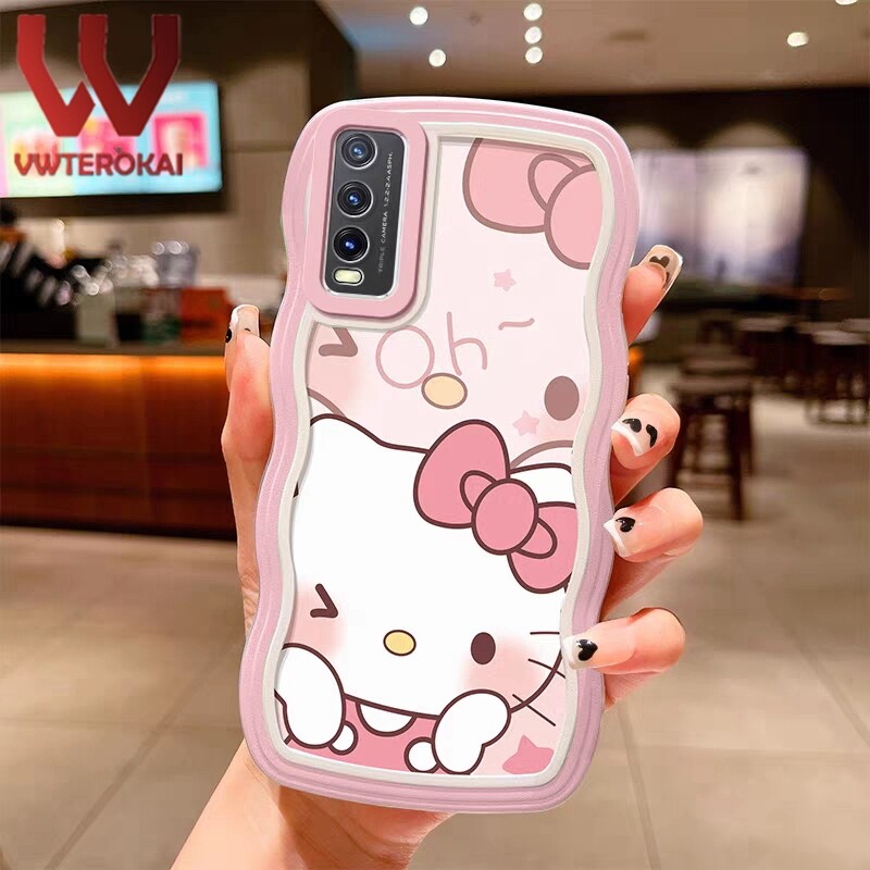 Cute cartoon hello kitty SpongeBob wave phone case For VIVO Y20 Y20i Y20S  Y12S Y12A V2026 V2027 V2029 V2032 V2042 V2043 Y02 V25 V25E Camera  protection