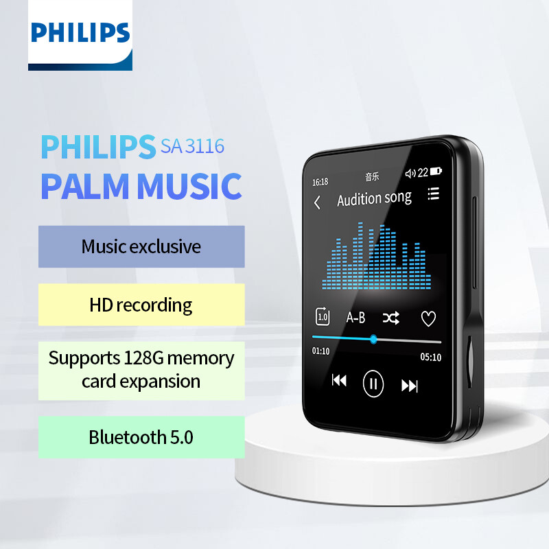 Philips Original MP3 Players 2.4 Inches 16GB Bluetooth 5.0 with loudspeaker and Voice Recorder SA3116 ราคา 4,727 บาท*ส่งฟรี