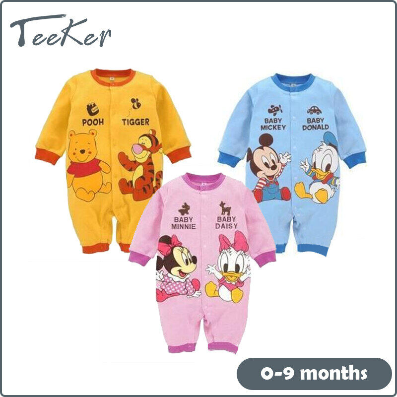 Teeker Bé Bodysuits Chàng Trai Cô Gái Quần Áo Phim Hoạt Hình Bé Gấu Tiger Khỉ Vịt Động Vật Cotton Dài Tay Áo Jumpsuit Đồ Ngủ 0-2 Năm
