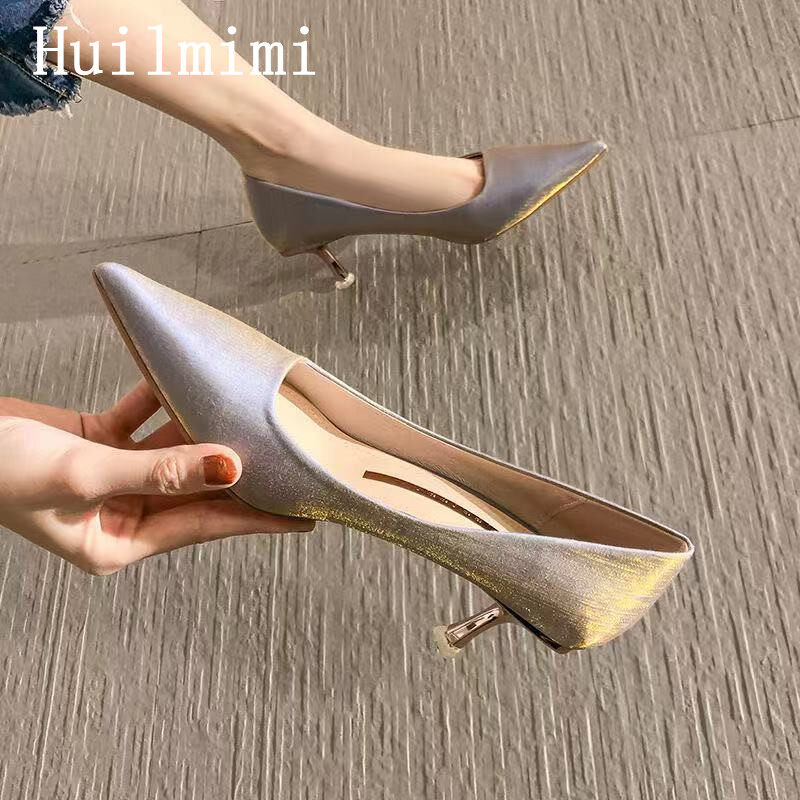 Huilm, giày cao gót nữ giày cao gót mũi nhọn kiểu pháp dễ phối khí chất cao 6cm giày cao gót nữ giày đám cưới mới xuân thu 2022 thiết kế phù hợp giày tiệc giày công sở