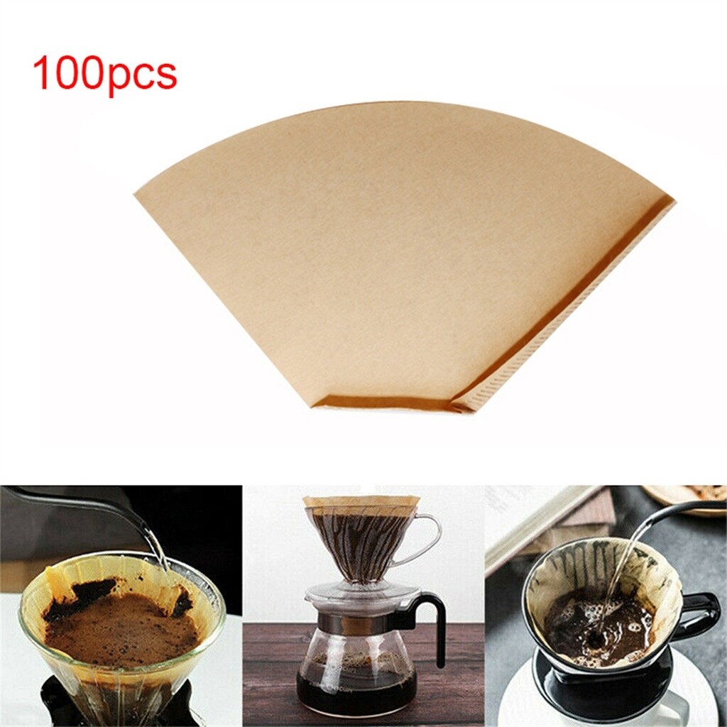 Gambar 100pcs Eco friendly Unbleached Original Wooden Hand Drip Paper Coffee Brewer Coffee Filter Bag Coffee Maker Accessories 2022 New