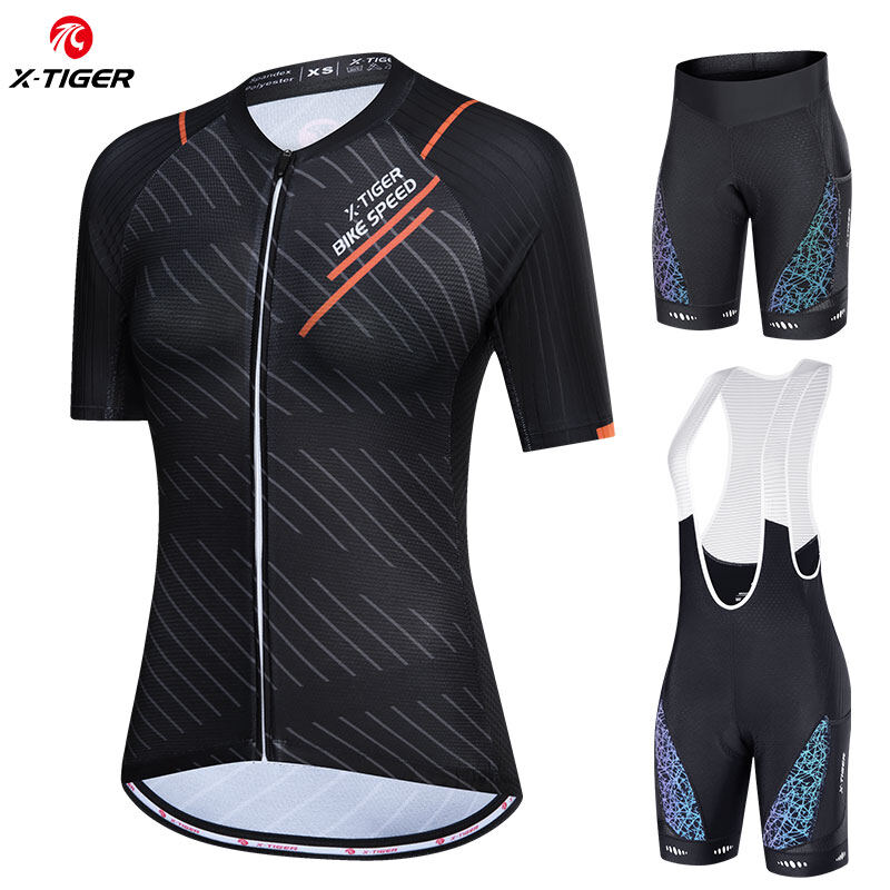 X-tiger bộ áo thi đấu đạp xe cho nữ mới bộ áo thi đấu đạp xe dài tay cho nữ bộ quần áo xe đạp thiết kế giải phẫu thoáng khí chống gió túi sau thể thao