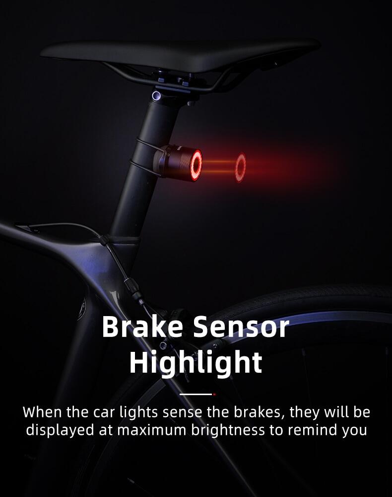 ROCKBROS Xe đạp Thông minh Phanh tự động Cảm biến ánh sáng Đèn LED chống