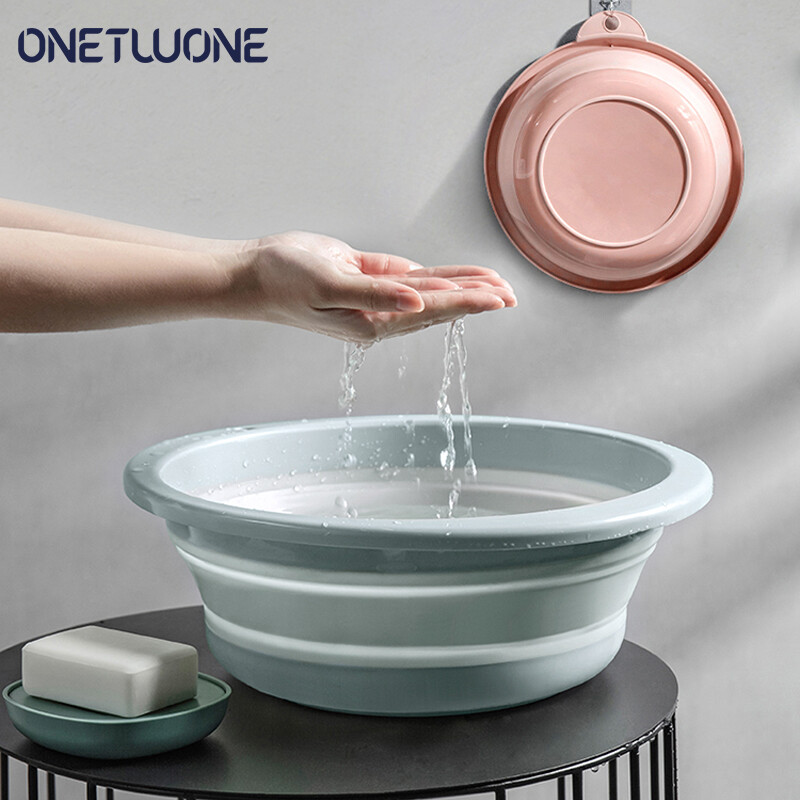 Onetwone Folding Basin Bathroom Cleaning Buckets Tubs Foldable Silicone washing Basins for Travelling Fishing Tubs Laundry Washing Basins Kitchen Fruits vegetable Basins ราคา 149 บาท*ส่งฟรี