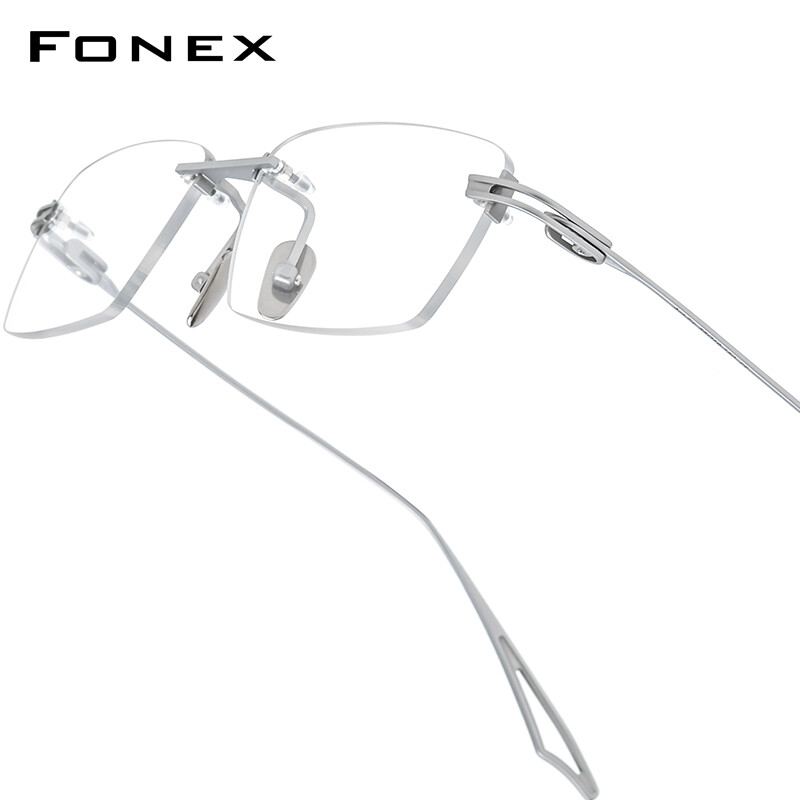  FONEX Titanium Glasses Frame Men New Rimless Square Matte Eyeglasses Optical Frame Eyewear Act-fix 