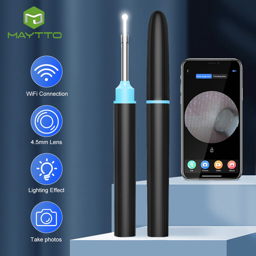 Maytto Wifi dụng cụ lấy ráy tai Thông Minh Sạch Hơn Đèn pin Led Có Thể Nhìn Ra que lấy ráy tai Tai lấy ráy Máy vệ sinh tai Hình Ảnh Tai Phạm vi Máy Ảnh An Toàn dụng cụ lấy ráy tai dụng cụ vệ sinh tai Với Máy Ảnh HD Đối Với iPhone, iPad & Android điện thoạ