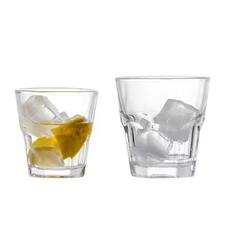 Gambar high quality Wholesale 6 pack glass household glass beer mug KTV bars octagon cup of toughened glass liquor