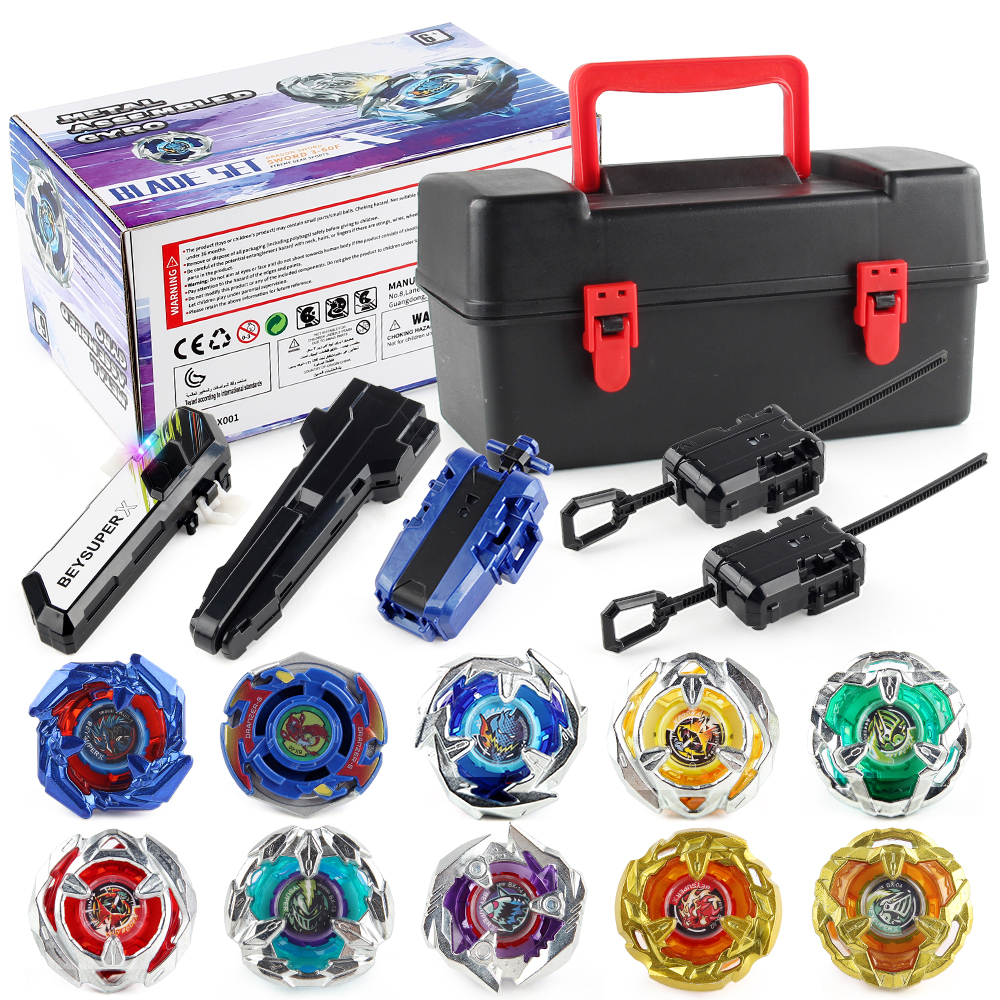 8Pcs Beyblade X BX đồ chơi Gyro Vàng Tiến Hóa Etal Quay Trận Chiến Top Booster Với LR Phải/Trái tay cầm Con Quay + Hộp Lưu Trữ Trường Hợp Trẻ Em Món Quà Giáng Sinh