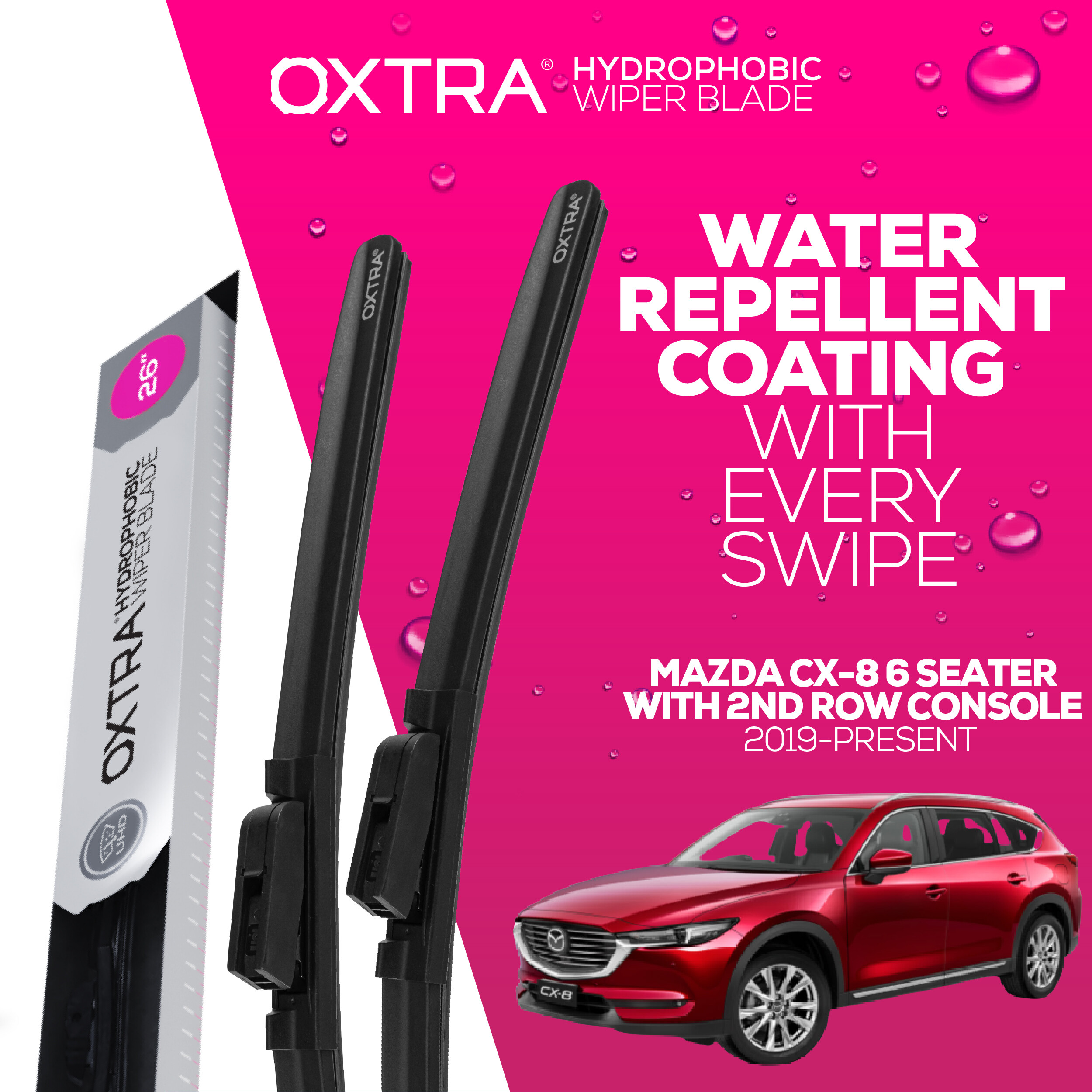 ที่ปัดน้ำฝน Trapo Hydrophobics Mazda CX-8 6 Seater With 2nd Row Console (2019-Present) ราคา 950 บาท*ส่งฟรี