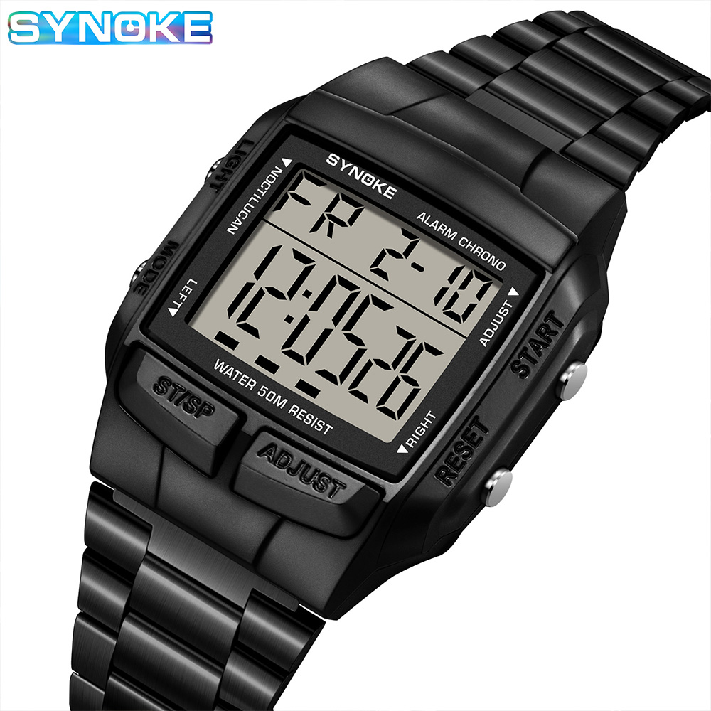 Synoke cửa hàng đồng hồ Đồng hồ doanh nhân cho nam không thấm nước Glow WATCH Đồng hồ bằng thép không gỉ nhiều màu tùy chọn đồng hồ băng thép